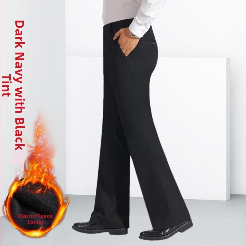 Ανδρικοί παντελόνες από λινό, ίσιο κόψιμο, επιχειρηματικό στυλ, χωρίς σιδέρωμα, διακοσμητικές ραφές quilt