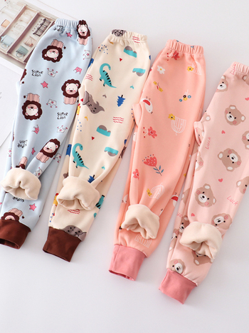 Dječje baršunaste tople hlače za jesen/zimu, Milk Silk poliester, 95% poliester, srednji pojas, unisex, za djecu 3-8 godina
