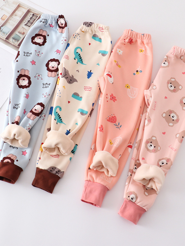Dječje baršunaste tople hlače za jesen/zimu, Milk Silk poliester, 95% poliester, srednji pojas, unisex, za djecu 3-8 godina