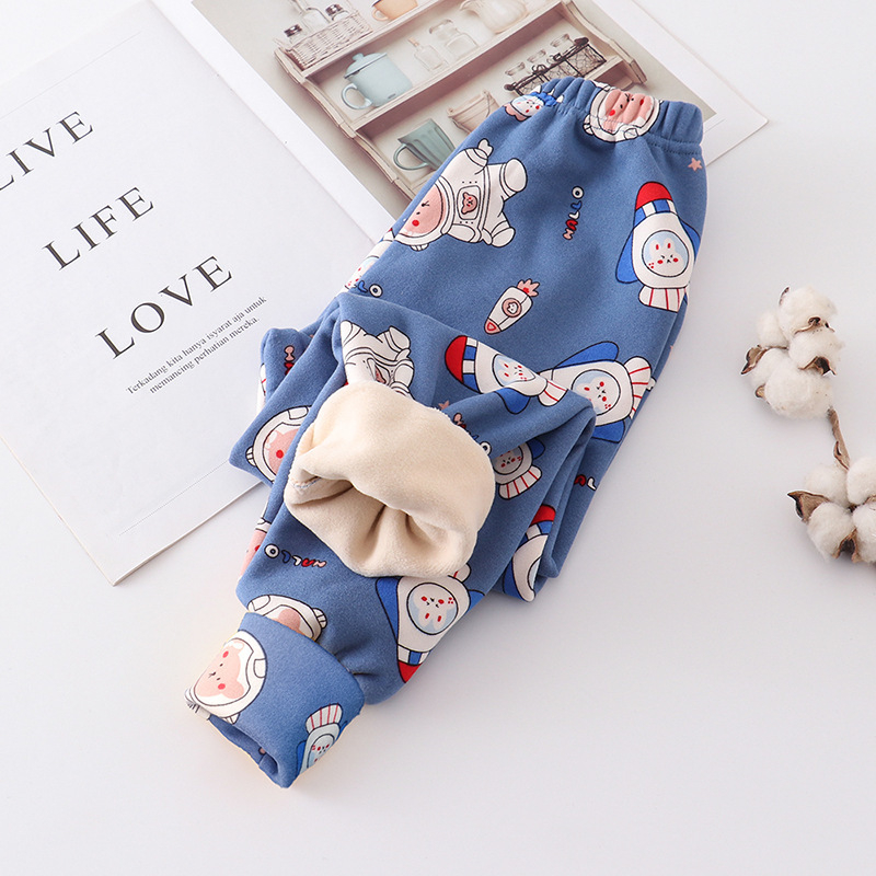 Dječje baršunaste tople hlače za jesen/zimu, Milk Silk poliester, 95% poliester, srednji pojas, unisex, za djecu 3-8 godina