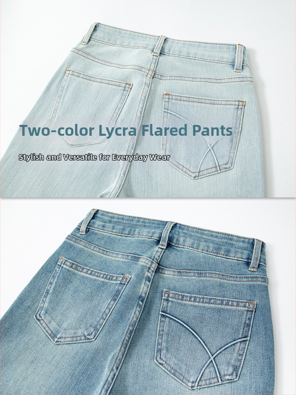 Traperice s četverostrukom elastičnošću, visok pojas, denim s pamukom i elastanom, uski kroj