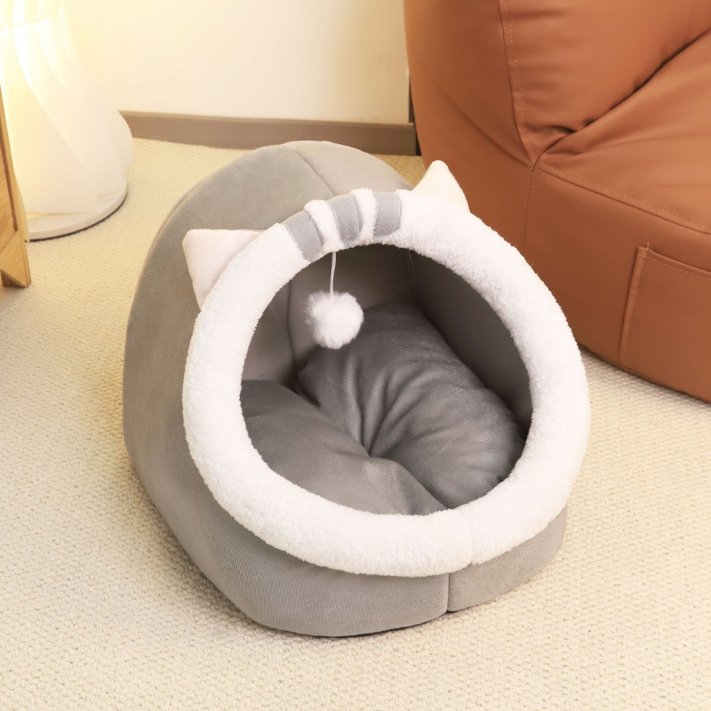 Κρεβατάκι γάτας με PP βαμβάκι – Προέλευση Τζιανγκσού, Για Γάτες, Πολύ-Κλειστό Θερμό Σπιτάκι