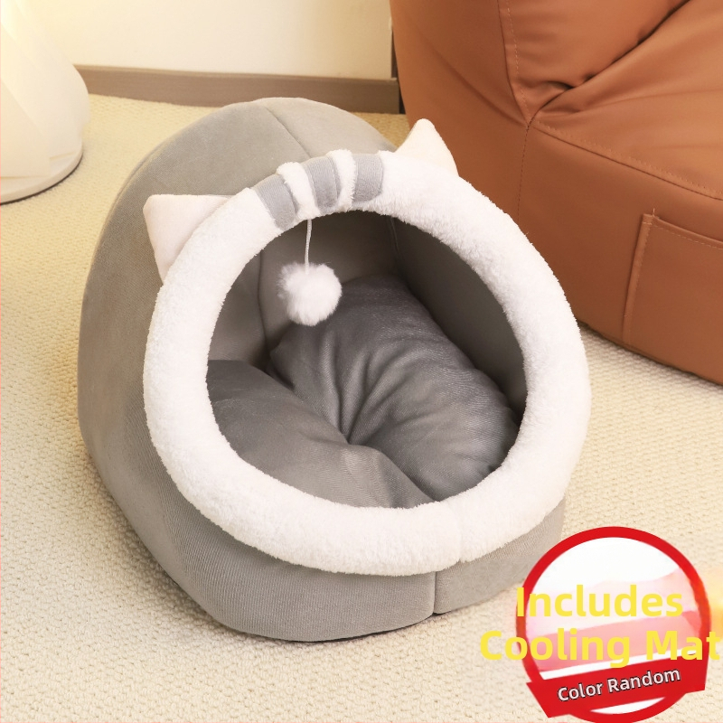 Κρεβατάκι γάτας με PP βαμβάκι – Προέλευση Τζιανγκσού, Για Γάτες, Πολύ-Κλειστό Θερμό Σπιτάκι