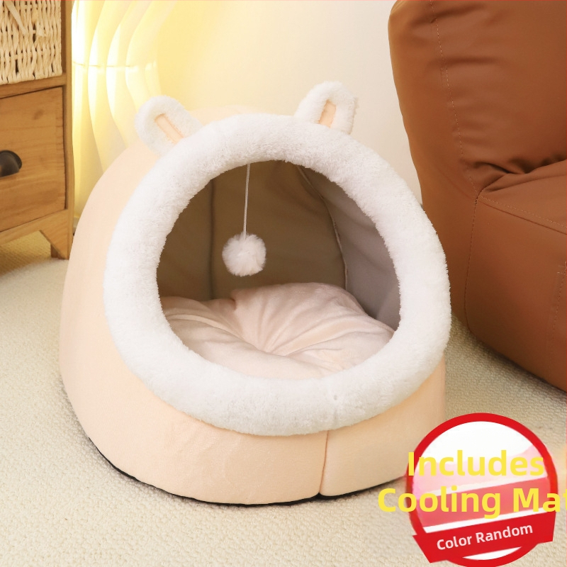 Κρεβατάκι γάτας με PP βαμβάκι – Προέλευση Τζιανγκσού, Για Γάτες, Πολύ-Κλειστό Θερμό Σπιτάκι