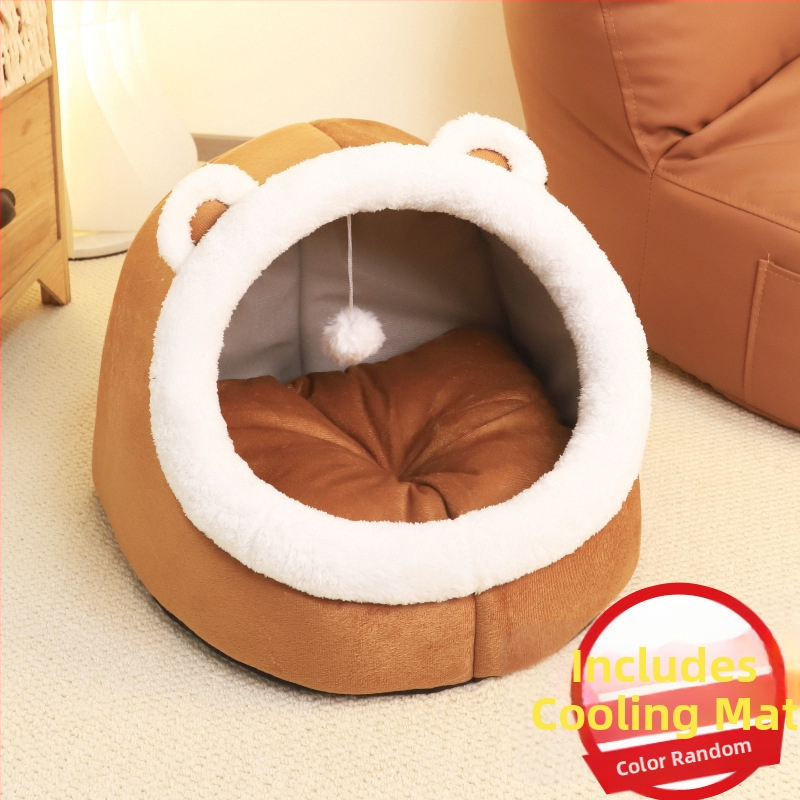 Κρεβατάκι γάτας με PP βαμβάκι – Προέλευση Τζιανγκσού, Για Γάτες, Πολύ-Κλειστό Θερμό Σπιτάκι