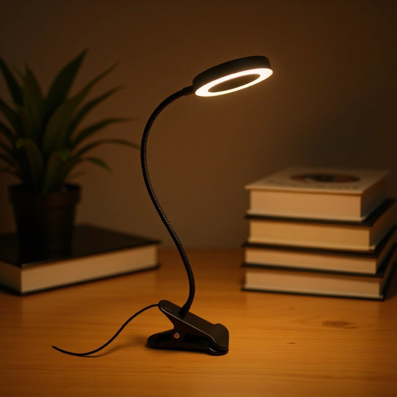 LED clip-on stolna lampa za zaštitu očiju, za učenje i čitanje, tetoviranje i njegu noktiju, rasvjeta za selfie, povećalo — USB napajanje, kućište od aluminijske legure, tijelo od aluminija+PC