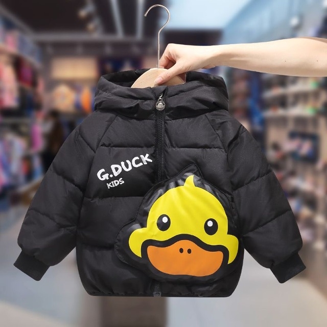 G.DUCK dječja kapuljača jakna s perjem od pačjih pera, najlonska vanjska tkanina i podstava