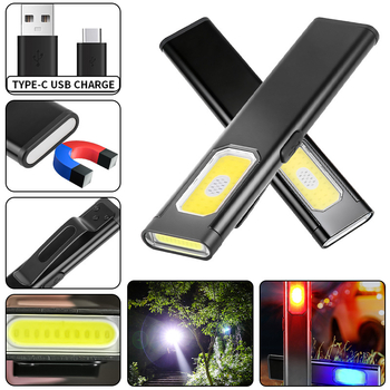 Φακός COB LED χειρός με μαγνητικό άκρο, USB φόρτιση, IPX-4, 10W, 500 lm