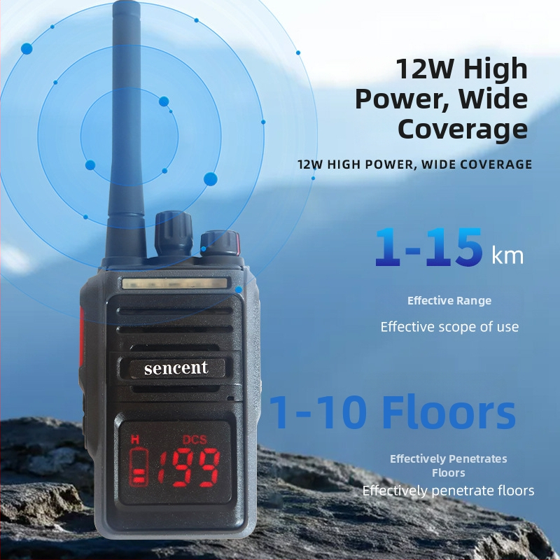 IP68 vodootporni walkie-talkie visoke snage, 12W izlazna snaga, 128 kanala, domet 10–50 km, zaslon