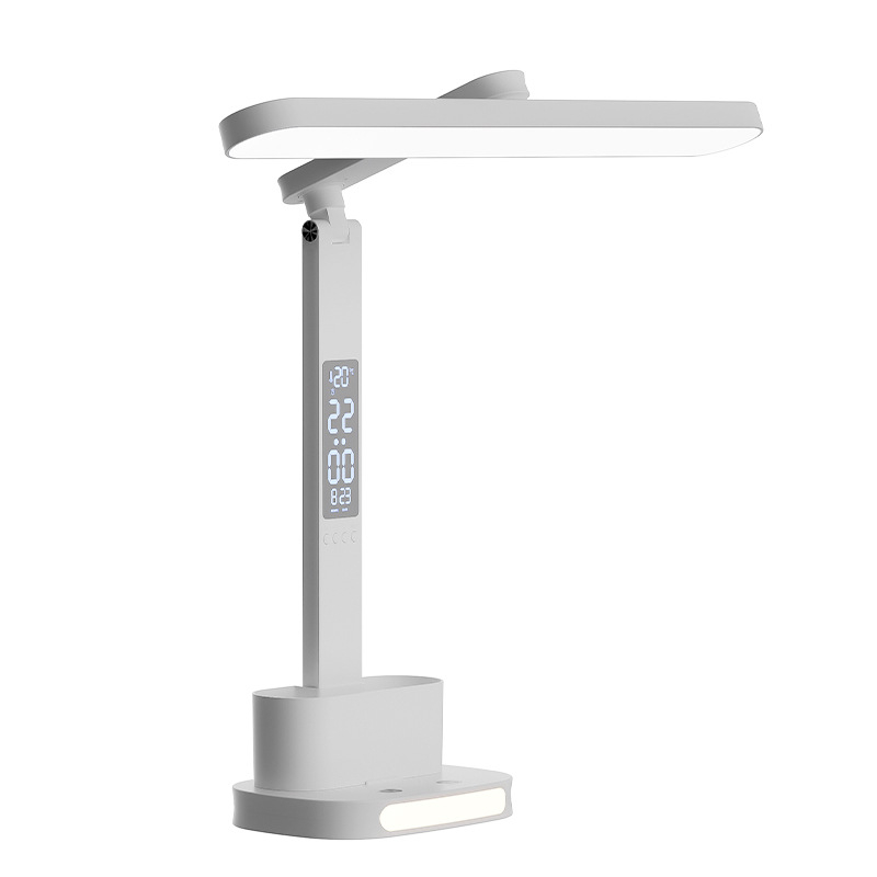 Stolna lampa za učenje s prikazom vremena, LED rasvjeta za čitanje uz zaštitu očiju, ugrađena baterija, dodirno upravljanje (Prikaz vremena, CRI ≥95, Ugrađena baterija, Dodirno upravljanje)