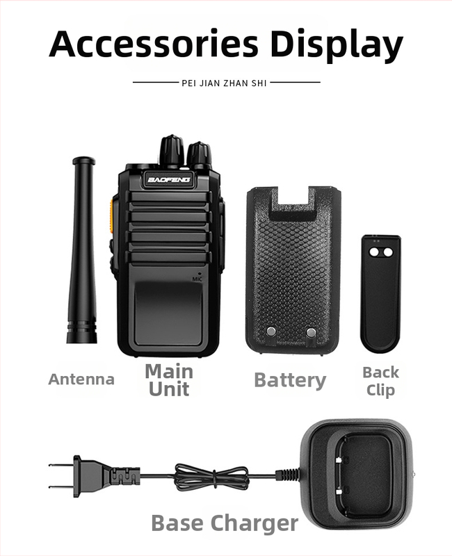 Baofeng BF-M4 prenosný rádiový vysielač, 5W, 400–470MHz, 16 kanálov, 5800mAh batéria, 22 dní pohotovostného režimu