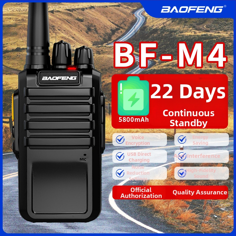 Baofeng BF-M4 prenosný rádiový vysielač, 5W, 400–470MHz, 16 kanálov, 5800mAh batéria, 22 dní pohotovostného režimu