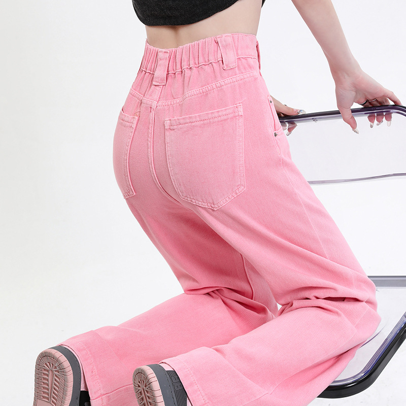 Ženske traperice ravnog kroja, visokim strukom, duljina do poda, pamuk i acetat vlakna, pješčano pranje