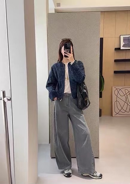 Traperice od pamuka s visokim strukom, široki kroj, debeli velur završni sloj, casual stil