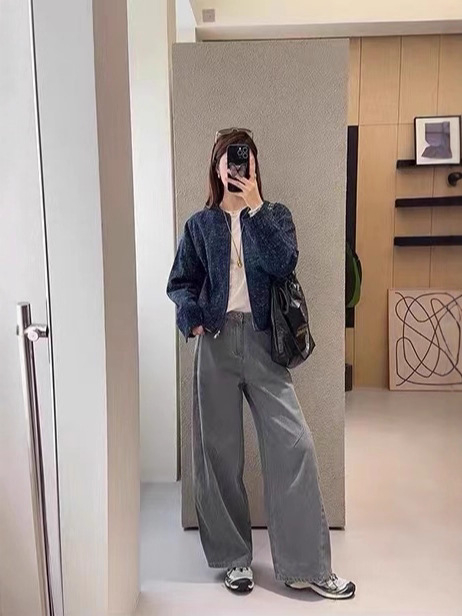 Traperice od pamuka s visokim strukom, široki kroj, debeli velur završni sloj, casual stil