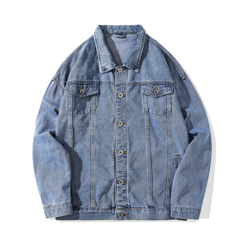 Muška denim jakna s mnogim džepovima, korejski stil, kapuljača, slobodan kroj, dugi rukavi, corduroy tkanina, proljeće 2024