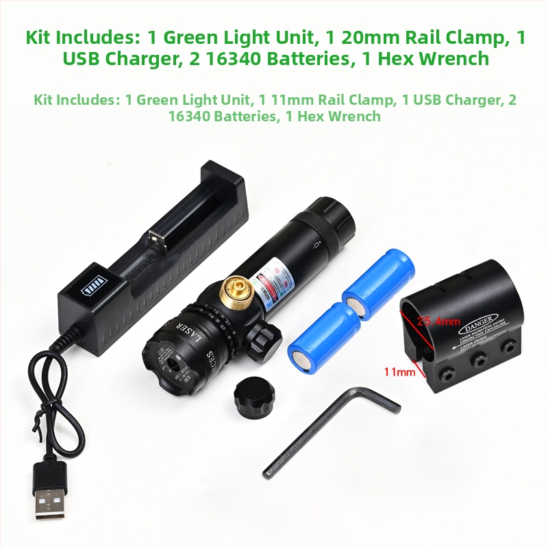 Πράσινο λέιζερ σκοπευτικό με χαμηλό προφίλ σφιγκτήρα σωλήνα, αντισεισμικό, ρύθμιση σε δύο άξονες