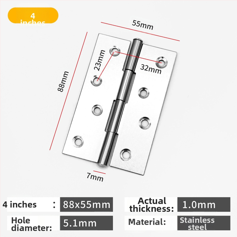 Rozsdamentes acél pánt, vastagított kivitelben, kefés felülettel, modern egyszerű stílus, szekrényekhez és belső ajtókhoz