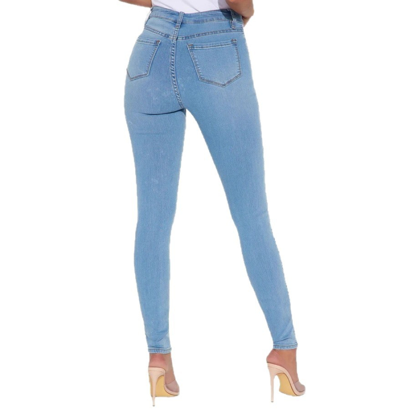 Ženske traperice, visokim strukom, uski kroj, denim, 70-80% pamuka, minimalistički stil