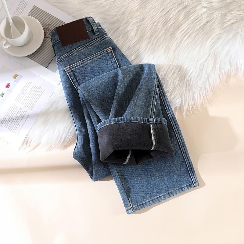 Zimske traperice visokog struka s flisom i mikro-elastičnošću