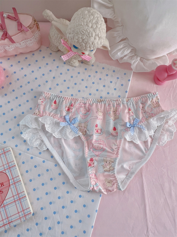 Gaćice za djevojčice s čipkom i mašnicom, prozračni Milk Silk materijal, srednje visok pojas, pamučna podstava