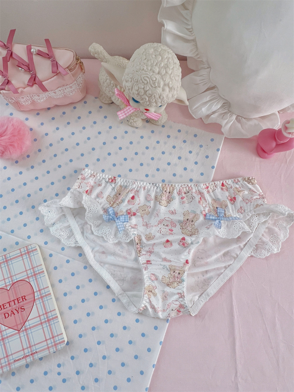 Gaćice za djevojčice s čipkom i mašnicom, prozračni Milk Silk materijal, srednje visok pojas, pamučna podstava