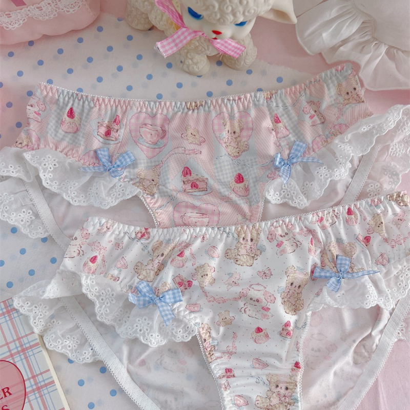 Gaćice za djevojčice s čipkom i mašnicom, prozračni Milk Silk materijal, srednje visok pojas, pamučna podstava