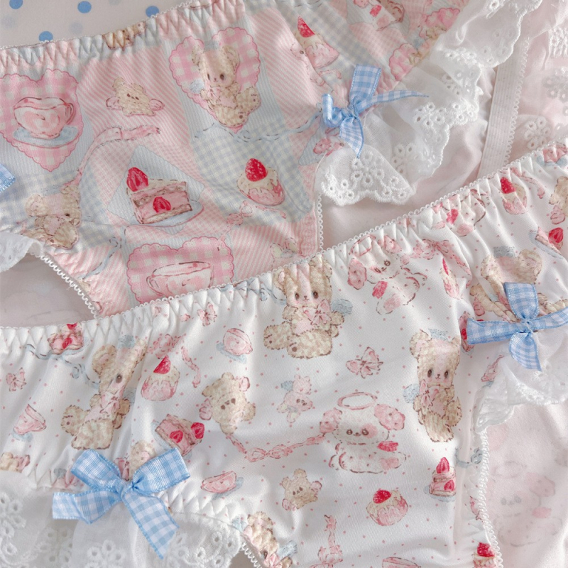 Gaćice za djevojčice s čipkom i mašnicom, prozračni Milk Silk materijal, srednje visok pojas, pamučna podstava