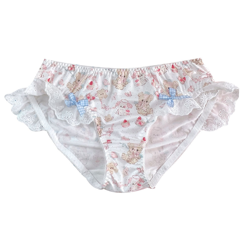 Gaćice za djevojčice s čipkom i mašnicom, prozračni Milk Silk materijal, srednje visok pojas, pamučna podstava