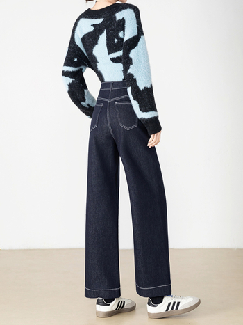 Ženske traperice s visokim strukom, fleece podstavljene, denim od pamuka i elastina, ravne nogavice, duljina 9/10, zimska 2025