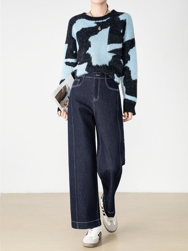 Ženske traperice s visokim strukom, fleece podstavljene, denim od pamuka i elastina, ravne nogavice, duljina 9/10, zimska 2025