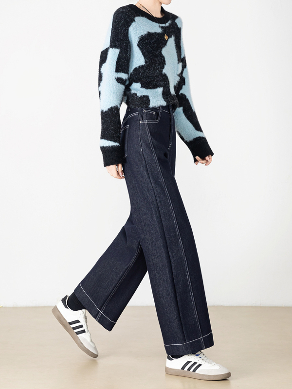 Ženske traperice s visokim strukom, fleece podstavljene, denim od pamuka i elastina, ravne nogavice, duljina 9/10, zimska 2025