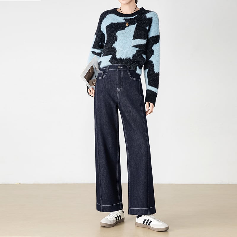 Ženske traperice s visokim strukom, fleece podstavljene, denim od pamuka i elastina, ravne nogavice, duljina 9/10, zimska 2025
