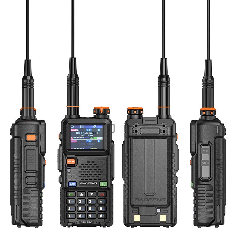 Baofeng UV-5RH PRO radioreceptor portabil cu poziționare GPS, încărcare Type-C, 10W putere, 640 canale, afișaj încorporat
