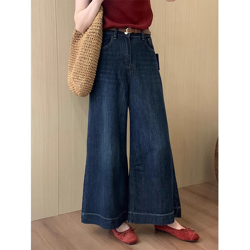 Ženske farmerice visokog struka s trompet krojem, kratka duljina, retro stil
