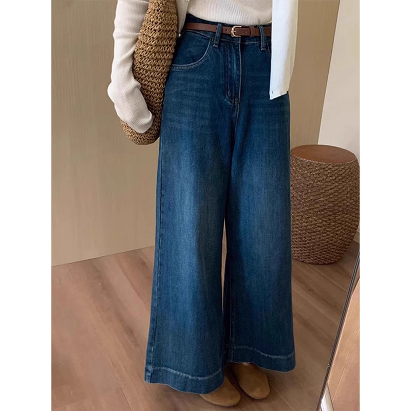 Ženske farmerice visokog struka s trompet krojem, kratka duljina, retro stil