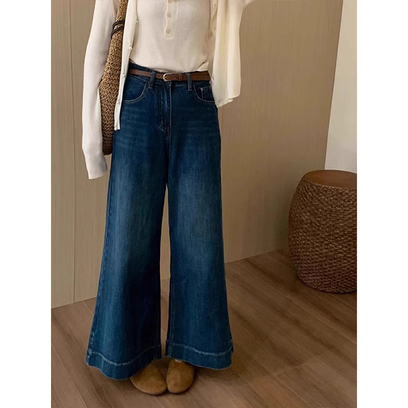 Ženske farmerice visokog struka s trompet krojem, kratka duljina, retro stil