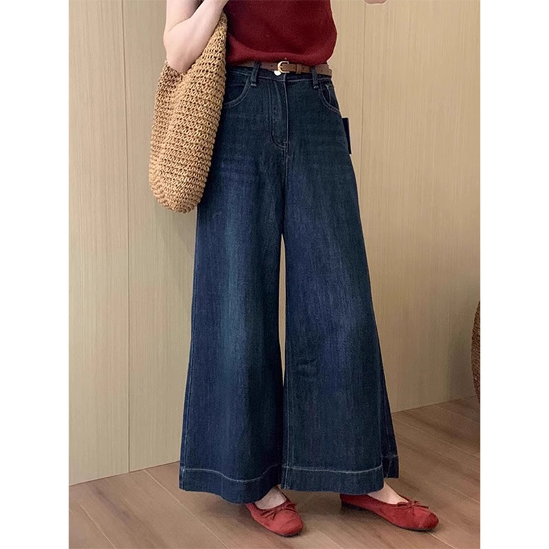 Ženske farmerice visokog struka s trompet krojem, kratka duljina, retro stil