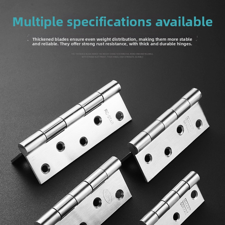 Rozsdamentes acélból készült zsanér faajtóhoz, egyszerű négyszögletes zsanér, kefés felület, csendes működés, nehéz terhelésű, modell Qb-755015, márka Qianbao hardware