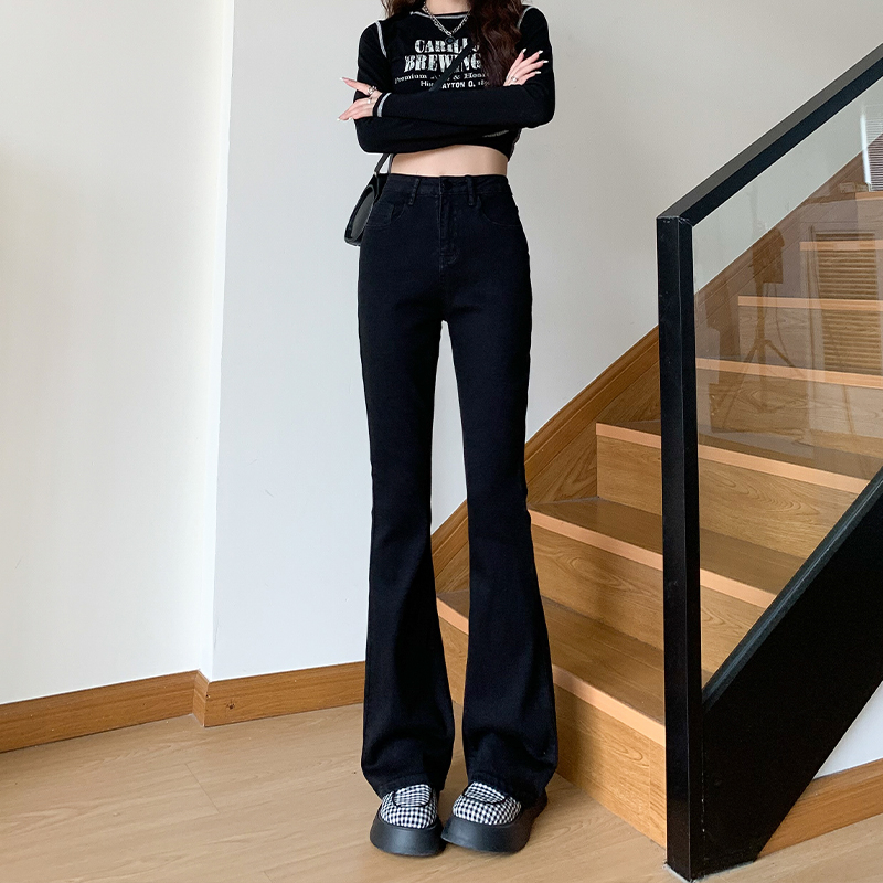 Traperice visokog struka u retro stilu, bootcut, duljina do poda, denim pamuk