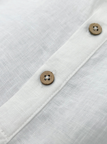 Λινένο πόλο πουκάμισο, κοντά μανίκια, χαλαρή γραμμή, πλυμένο φινίρισμα, γιακά