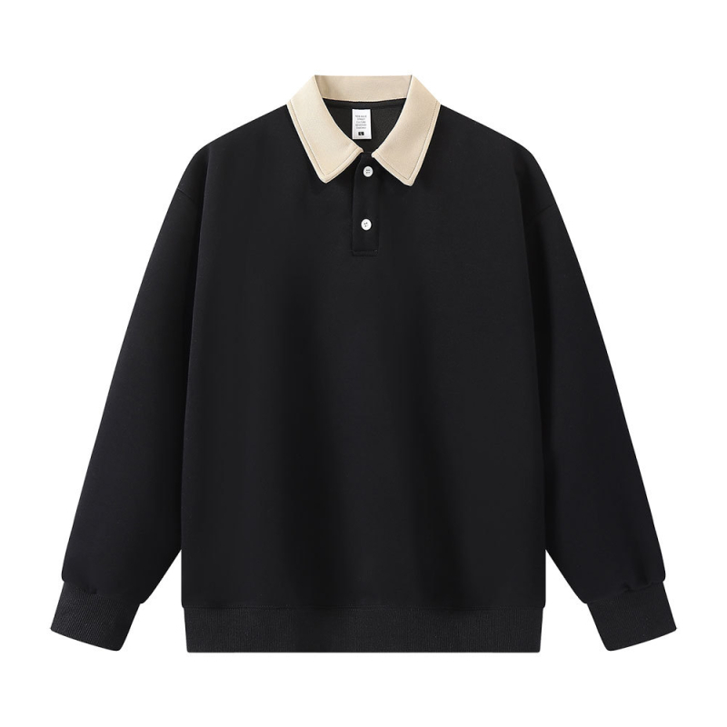 Polo majica - preppy stil, labav kroj, dugi rukavi, pamučna tkanina, detalj kolaža