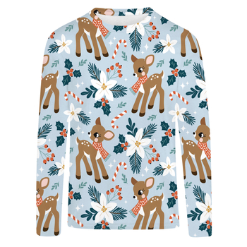 T‑shirt s 3D digitalnim otiskom i motivom šumske djevojke s preslatkim sika jelenom, dugi rukavi, okrugli izrez, opušteni kroj, Milk Silk tkanina s 95%+ poliestera