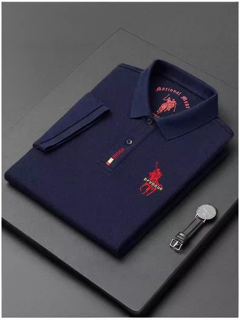 Polo majica kratkih rukava, labav kroj, izvezena slova, poliester tkanina
