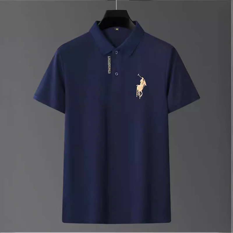 Muška polo majica s izšivom, kratki rukavi, slobodan kroj, prozračna poliester tkanina, ljeto 2024