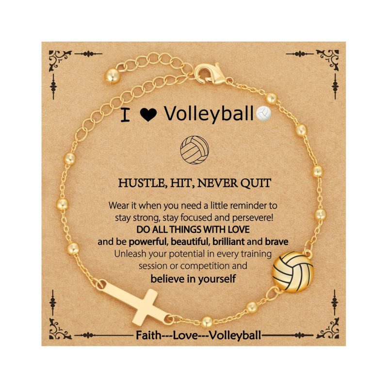 Гривна с кръст от сплав, регулируема верига с мотиви баскетбол и футбол – унисекс