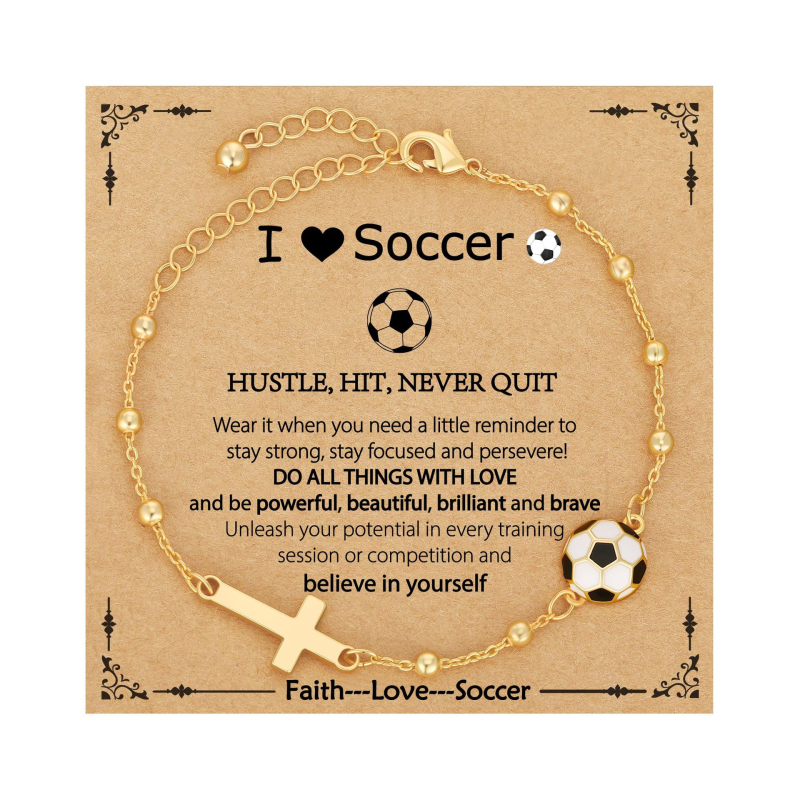 Гривна с кръст от сплав, регулируема верига с мотиви баскетбол и футбол – унисекс