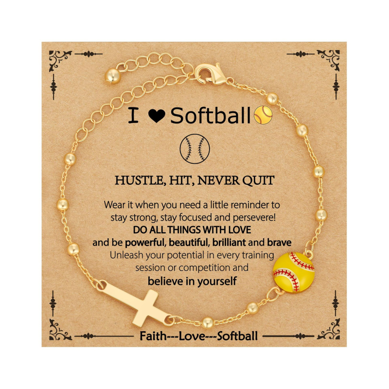 Гривна с кръст от сплав, регулируема верига с мотиви баскетбол и футбол – унисекс