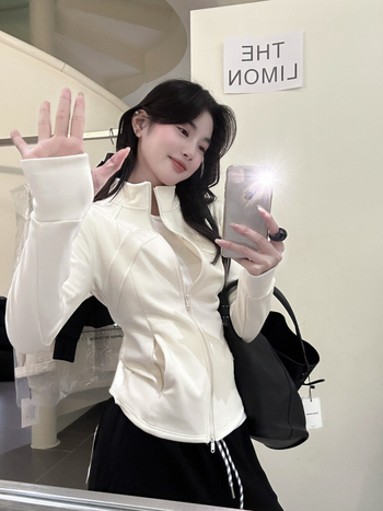 Ženska jakna u korejskom stilu, ležerni kroj, stojeći ovratnik, zatvarač, spandex