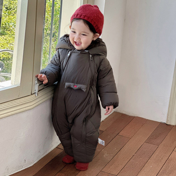 Bejbi down kombinezon s kapuljom, dugi rukavi, debeli, za novorođenčad (0-12 mjeseci)